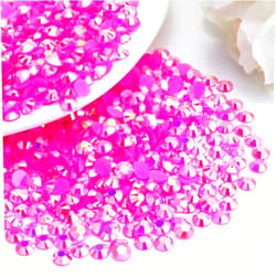 Briskbloom 1000PCS 6mm Resin Flatback Rhinestone, Hot Pink/Rose AB Color Flatback Jelly Resin Rhinestones for Mugs, Bottles, Tumblers, Craft Decoration, Loose Bling Glitter Diamond Stone