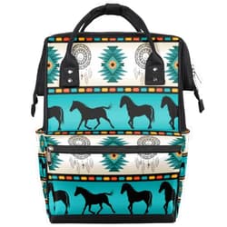 QsirBC Horse Decor Design Diaper Bag Backpack Mommy Bags with Pocket Stroller Straps Waterproof Daypack for Mom Dad Travel Casual