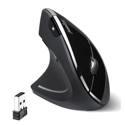 Perixx PERIMICE-713L, Wireless Ergonomic Left Handed Vertical Mouse, 6 Buttons Design, 3 Level DPI, Black, Medium