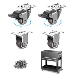 Suemisi 1 inch Caster Wheels with Brake and Fixed Caster Wheels, Heavy Duty Casters,Swivel Plate Castors, Wheels for Furniture, Workbench Casters and Work Table (Brown 1 inch, 2 Brake and 2 Fixed)