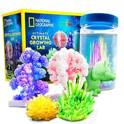 Blue Marble National Geographic Ultimate Crystal Growing Kit – Grow 5 Types of Crystals Including Glow in the Dark, Dinosaur Figure, Underwater Crystals & Crystal Trees with Learning Guide, STEM Science Kit