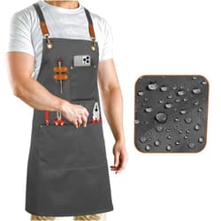 RUVANTI Work Apron for Men, Oil & Water Repellent, Poly Cotton Cross Back Aprons for Women with Pockets, Adjustable up to XXL