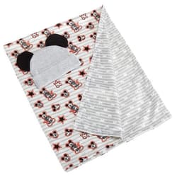 Cudlie Disney Baby Boy Mickey Mouse Reversable Double Sided Mink Blanket & Grey Micky Cap with Ears