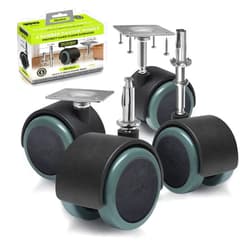 Slipstick CB681 2 Inch Floor Protector Rubber Caster Wheels (Set of 4) 5/16 Inch Stem or Top Plate Mounting Options - Black/Gray Green