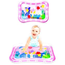 Ezrealhoon Tummy Time Baby Water Mat Inflatable Baby Play Mat for 0 3 6 9 Months Newborn Infant Toddler, Activity Center Your Baby's Stimulation Growth, Baby Gifts for Boys Girls, Pink