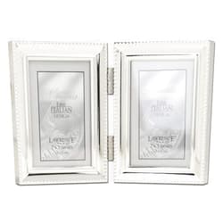 Lawrence Frames Bead Border Design, 2.5x3.5 Double, Silver