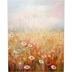 KY-link Stamped Cross Kits, Gentle rain on a Field of Wildflowers, DIY Designs Cross-Stitch Easy Supplies Needlework, Needlepoint Embroidery Gift for Home Decor 16x20 inch