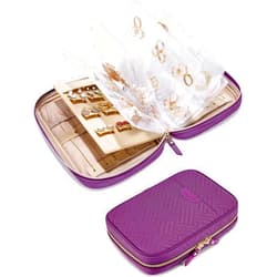 BAGSMART Jewelry Travel Organizer Case Transparent Jewelry Storage Book Ring Binder Jewelry Bags Clear Booklet Zipper Pouch Bag for Necklaces, Earrings, Rings, Bracelets, Purple