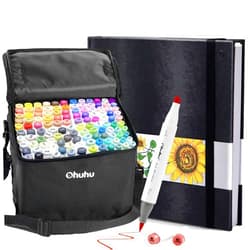 Ohuhu 120 Colors Alcohol Brush Markers (Brush & Chisel, Bonus 1 Colorless Blender) + 8.3