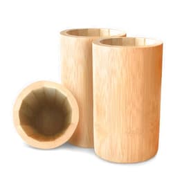 Sophie & Panda Bamboo Pen Holder Tooth Brush Holder - Don't miss this extremely versatile and beautiful cylinder bamboo storage organizer Chopstick Holder Makeup Brush Holder Utensil Caddy Pack of 3