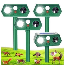 Lycxbfjia 2026 Upgraded Solar Ultrasonic Animal Repeller Deer Repellent Devices with Motion Sensor & LED Strobe Cat Deterrent Outdoor to Keep Away Squirrel Rabbit Raccoon Dog for Yard, Lawn, Garden 4 Pack