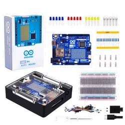 GeeekPi Matel Case for Arduino UNO R4 WiFi, with UNO R4 WiFi Board, LEDs, Jumper Wire, Breadboard and Resistor