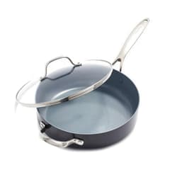 GreenPan Valencia Pro Hard Anodized Healthy Ceramic Nonstick 4.5QT Saute Pan Jumbo Cooker with Lid, PFAS-Free, Induction, Dishwasher Safe, Oven Safe, Gray