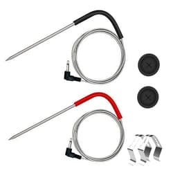 YAOAWE 2-Pack Temp Meat Probe Replacement for Pit Boss Pellet Grills and Smokers, 3.5 mm Plug Thermometer Probes with 2 PCS Probe Grommets and Probe Clips