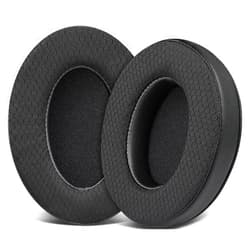 SOULWIT Mesh Fabric Replacement Earpads Cushions for HyperX Cloud 1/2/3/Pro/Core/Alpha/Alpha S/Alpha Pro/Flight/Flight S/Stinger/Stinger S, CloudX Stinger/Stinger Core/Flight Headset - Black
