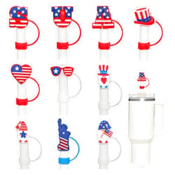 Viabty 10 PCS Silicone Straw Covers Compatible with Stanley Cups, 10mm Cute Flag Straw Cover fit Stanley 30&40 Oz Tumbler with Handle, Straw Toppers for Stanley Cups Accessories