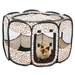 Etna Lexi Home Etna Portable Small Pet Playpen for Dogs or Cat Leopard