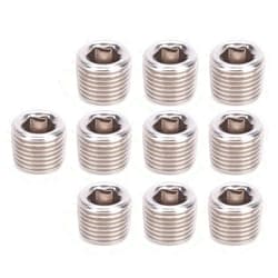 Hilitand 10pcs 304 Stainless Steel Pipe Plug Fitting Head, 1/2in/3/8in/1/4in/1/8in NPT Plug Male Thread BSPP Hex Plug Head(1/8”)
