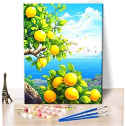 TUMOVO Lemon Tree Paint by Numbers Kit for Adults Beginner, Coastline Landscape Easy Adult Paint by Number Kits on Canvas, DIY Oil Hand Painting Art Crafts for Home 16