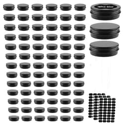 OBKJJ 78 Pcs 2 Oz Aluminum Tin Cans Round Cans with Screw Lids, Refillable Cosmetic Metal Containers Food Candle Containers with Screw Tops for Crafts, Food Storage, DIY