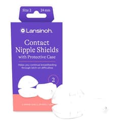 Lansinoh Contact Nipple Shields for Breastfeeding, 2 Nipple Shields (24mm) and Case
