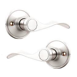 Probrico Pack of Two Dummy Door Lever for Left Hand and Right Hand Brushed Nickel Interior Door Handle Wave Style Non-Turning Door Knob Stainless Steel