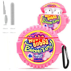 Awofeco Cute Case for Airpod 2/1 Case with Cleaner kit,3D Kawaii Cartoon Food Funny Fashion Silicone Protective Cover Accessories with Keychain for Airpod 1&2 Gen Charging Case for Girls Boys(Bubble Gum)