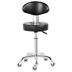 Kaleurrier Swivel Stool Chair Adjustable Height,Heavy Duty Hydraulic Rolling Metal Stool for Kitchen,Salon,Bar,Office,Massage (with Back Rest) (Black)