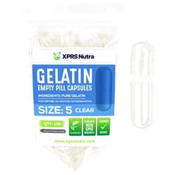 XPRS Nutra Size 5 Empty Capsules - 100 Count Clear Very Small Empty Gelatin Capsules for DIY Capsule Filling - Fillable Pill Gel Caps