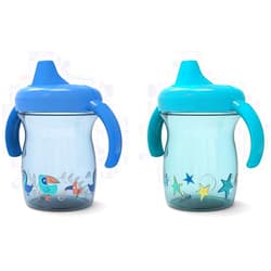 NUK First Essentials Fun Grips Soft Spout Trainer Cup, 7 oz. (2 Count (Pack of 1), Blue&Green)