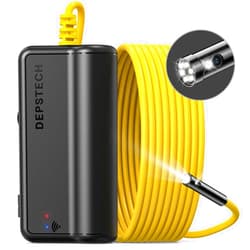 DEPSTECH Dual Lens Wireless Endoscope, 1080P Scope Snake Camera with 7 LED Lights,0.31In Lens Video HD Inspection Camera,IP67 Waterproof Borescope,16.5FT Cable for Android & iOS Phone or Tablet-Yellow