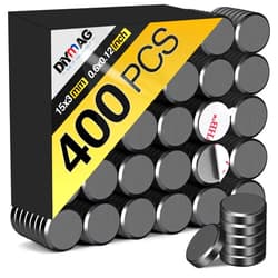 DIYMAG 400Pcs Small Ceramic Magnets for Crafts, Round Disc Magnets with Adhesive Backing Strong Magnets for Refrigerator Craft Hobbies Science Projects School Notice Boards, 0.6inch D x 0.12inch H