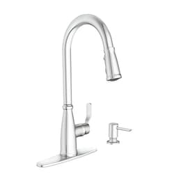 Moen Nolia Chrome One-Handle High Arc Kitchen Faucet with Pull Down Sprayer and Soap Dispenser, Kitchen Sink Faucet Featuring Power Boost Technology, 87071