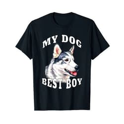 Fantastic Designs By NANDI, LLC Siberian Husky Dog Owner Design My Dog Best Boy Dog Owner T-Shirt