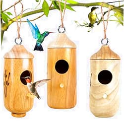 LOTKEY Humming Bird Houses for Outside Hanging Wooden Hummingbird Nest for Garden 3Pack