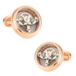 Cuff-Daddy Rose Gold Silver Working Tourbillon Carbon Fiber Watch Cufflinks Steampunk with Jewelry Presentation Box Gift Idea for Him Sleeve Clock Cuff Links Special Occasions Cufflinks Travel Box