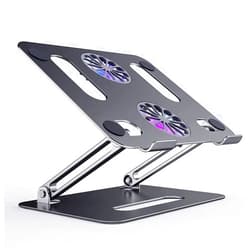 EEDSDLTQ Foldable Laptop Tablet Stand with Cooling Fan Heat Dissipation Aluminum for Desktop Stand Notebook Holder Cooler (Color : P11 Gray)