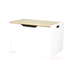 Humble Crew Expedition Hinged Toy Storage Chest with Lid, White & Natural Wood