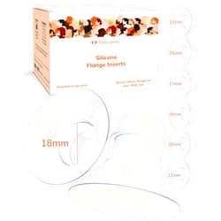 IDAHO JONES Flange Inserts for Breast Pumps | Convert 24mm Flange to 18mm; Medela, Spectra, Momcozy, Mom Cozy, Ainsir, Iapoy, Hygeia, Motif, Tsrete, Ikare, Zomee (2pcs, 18mm)