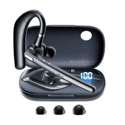 COTOE Bluetooth Headset V5.3, Wireless Earpiece with 500mAh Charging Case 72 Hrs Talking Time Hand-Free Headphones with Noise Canceling Mic for Office/Driving/Business/Trucker,Black