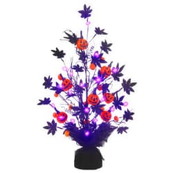 RoseCraft Halloween Decorations, 18Inch Artificial Pumpkin Maple Leaf Tree Halloween Tabletop Decoration, for Home indoor Holiday Party Decor - Black/Orange.