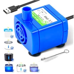 Baofum IP68 DR-DC160 Submersible Water Pump Cat Water Fountain Pump for Tritone Ceramic, Stainless Steel, Round Flower Cap Cat Fountains, Automatic Pet Water Dispenser Replacement Pump (No LED & with Brush)