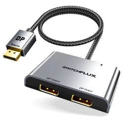SWITCHFLUX DisplayPort to Dual Display Port Adapter [4K@60Hz] DP Splitter 1 in 2 Out Extended Display MST DP to 2 DP Female for Dual Monitors Compatible with PC,Graphic Card,NVIDIA,AMD