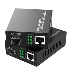 FTTPVIPS 2 Pack Gigabit Ethernet Fiber Media Converter, Open SFP Slot, RJ45 to 1000Base-SX for 10/100/1000Mbps, Supports Gigabit SFP Modules Up to 120KM, Plug and Play, Auto-Negotiation, UL Certified