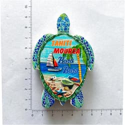 AOPNDTC Tahiti Moorea Bora Bora Sea Turtle Magnet, Decorative Beach Scene Souvenir, Blue and Green Mosaic Design