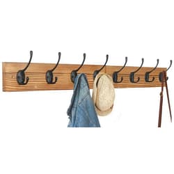 IBosins Wall Mounted Coat Rack, 31-2/5'' Long, Entryway Hanging Coat Rack, Metal Wood Coat Rack with 8 Black Literary Rustic Hooks Rail for Coat, Scarf, Bag, Towel, Key, Cap, Cup, Hat