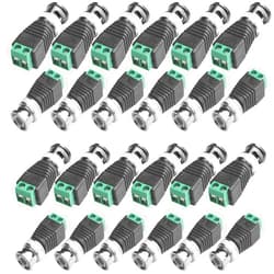 Deguangxin BNC Male Balun Connector 28 Pcs Coaxial Cat5 to BNC Male Connector and BNC to 2 Screw Camera Terminal Male Adpater for CCTV Surveillance Video Cameras Coaxial/Cat5/6 Cable to BNC Male Connector (28)