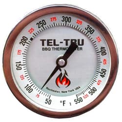 Tel-Tru BQ300R Barbecue Cooker and Smoker Thermometer, 3 inch Anti-Parallax Aluminum dial with Calibration Reset, 2.5