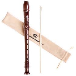 CONJURER Soprano Recorder Instrument for Beginners Student - German Fingering 8 Hole Flute ABS Descant Recorders 3pcs Removable with Cleaning Rod and Storage Bag, Brown