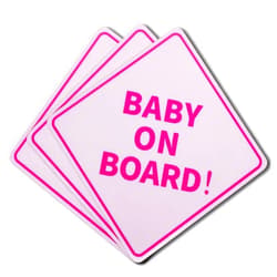 BFXM 3Pcs Baby On Board Sticker Sign, Baby On Board Sticker for Cars, Pink, 5